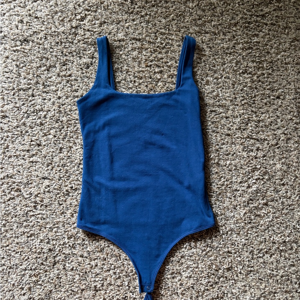 Abercrombie & Fitch Navy Ribbed Square Neck Tank Bodysuit